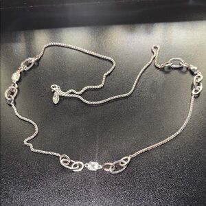 Ann Taylor Silver Linked Necklace with Clear Crystal Accents